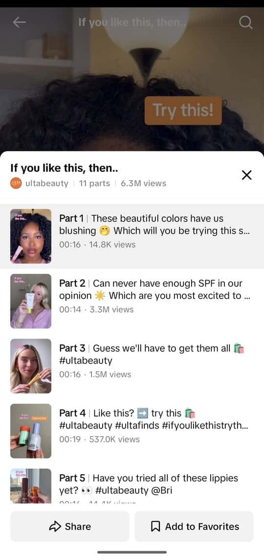 A screenshot shows an example of a list of similar videos on TikTok