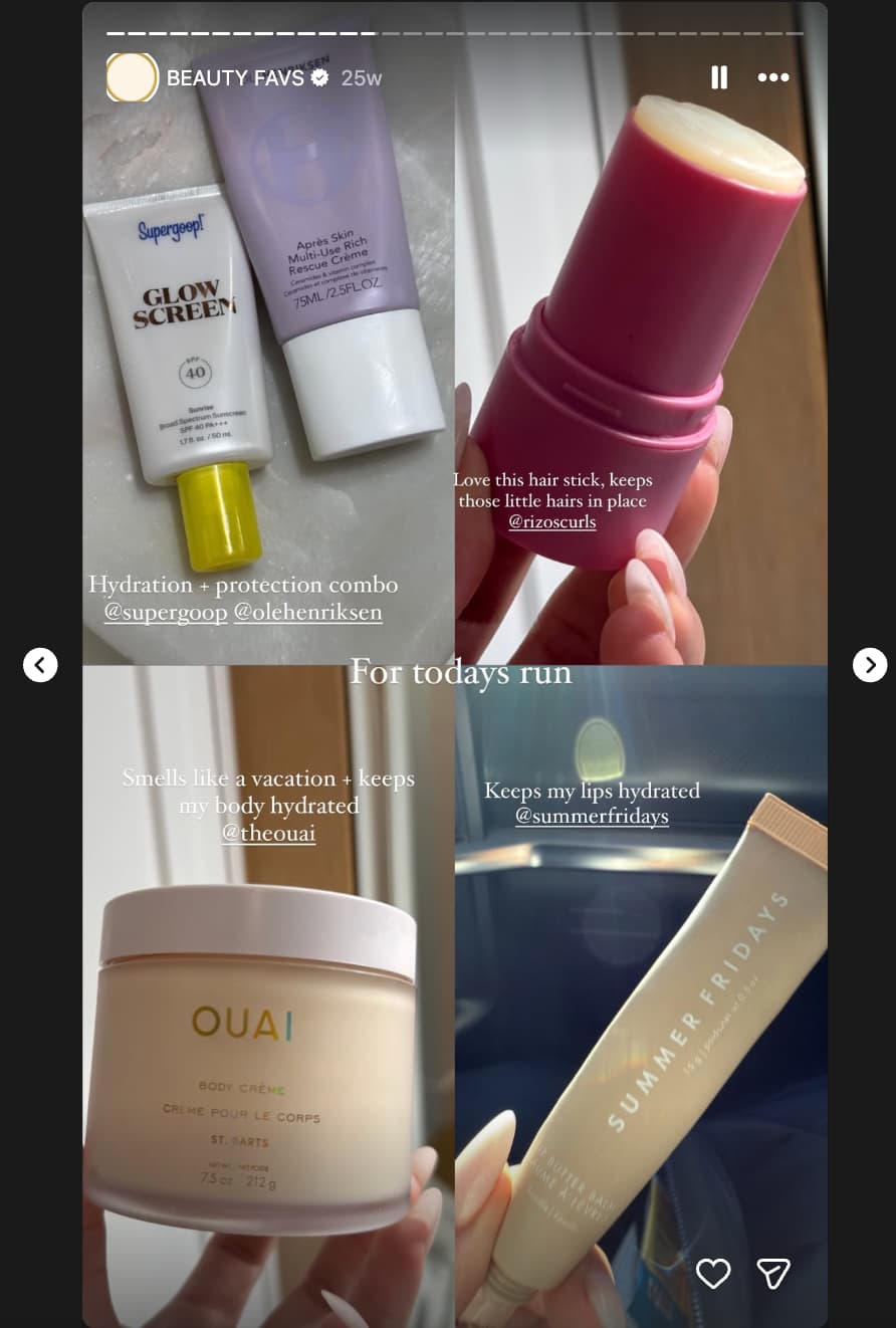 A collage of photos showing different products and text that reads "for today's run"