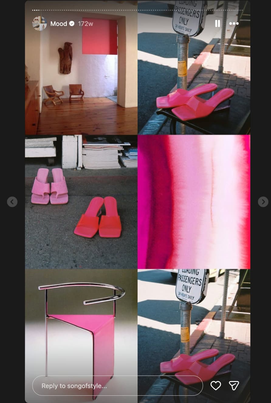 A collage of six different images that feature bright pink colors