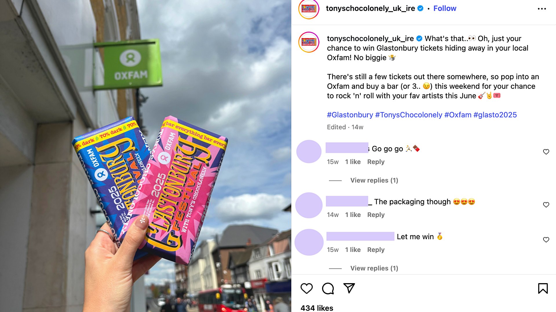 Glastonbury-themed chocolate bars by Tony’s Chocolonely.