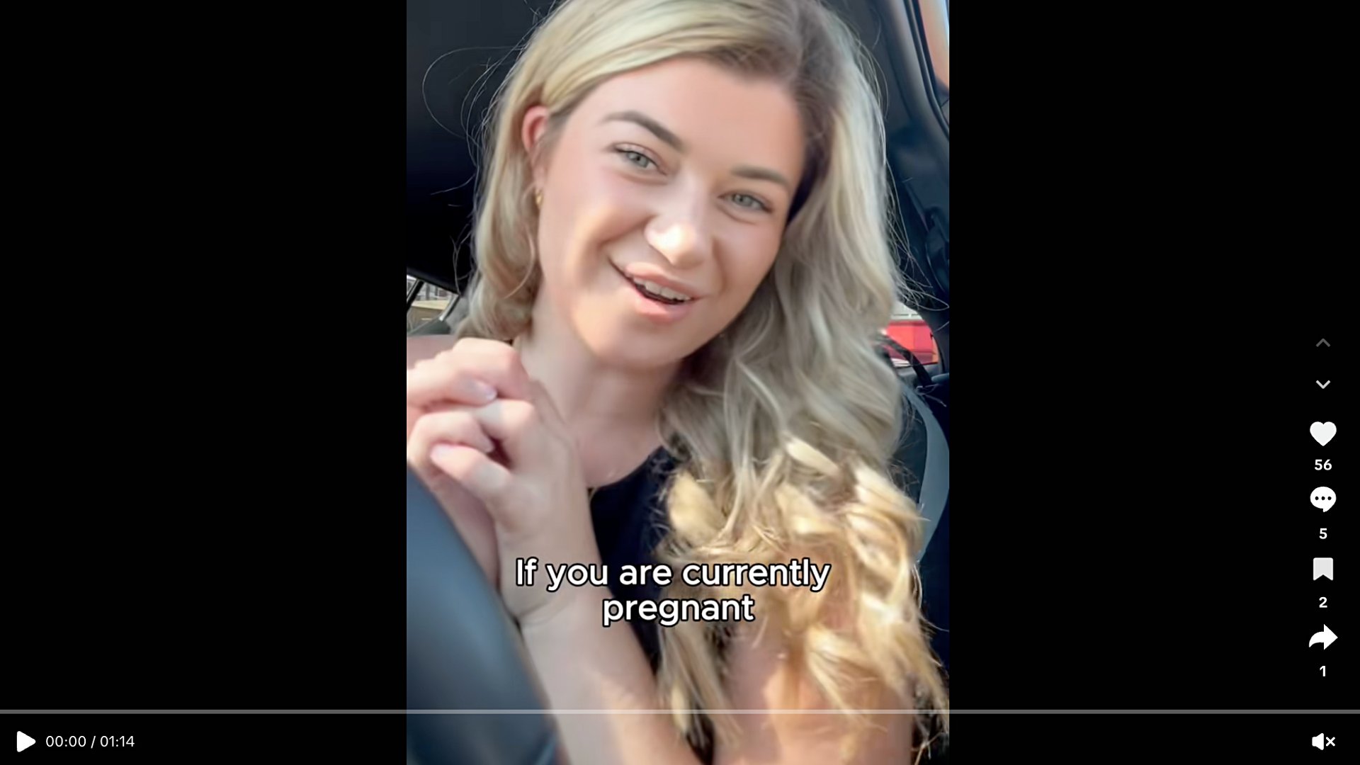 The Relaxed Mumma’s TikTok video promotes the Bounty App for pregnancy tracking. 