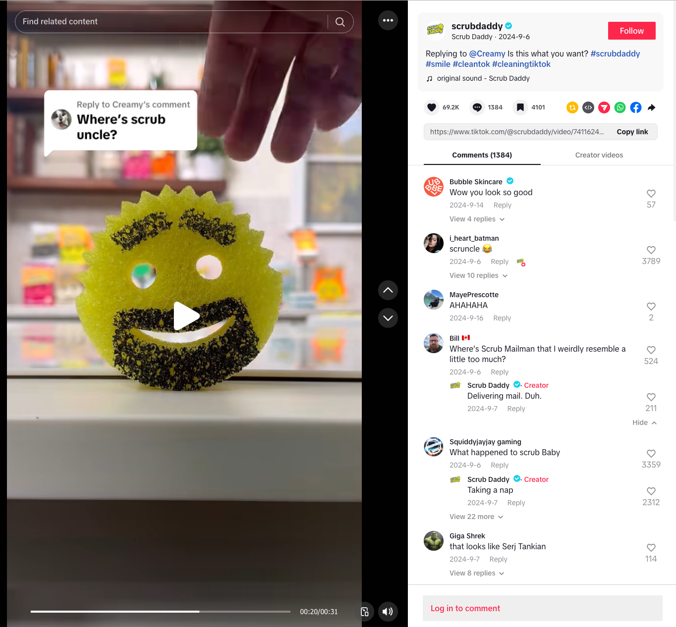 TikTok post from ScrubDaddy