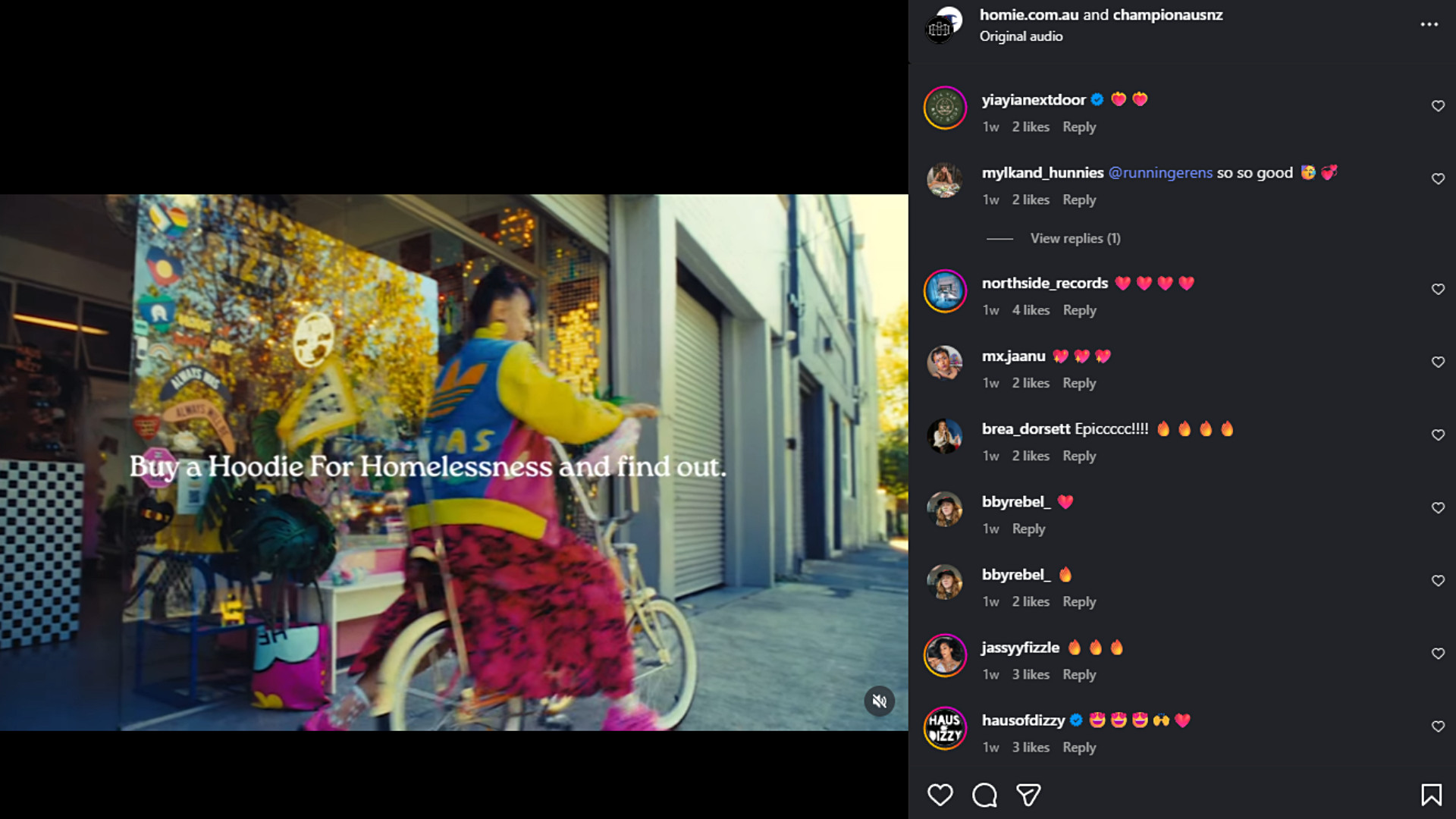 HoMie turned purpose into performance with a powerful Instagram Reel that spotlit its Hoodie for Homelessness initiative.