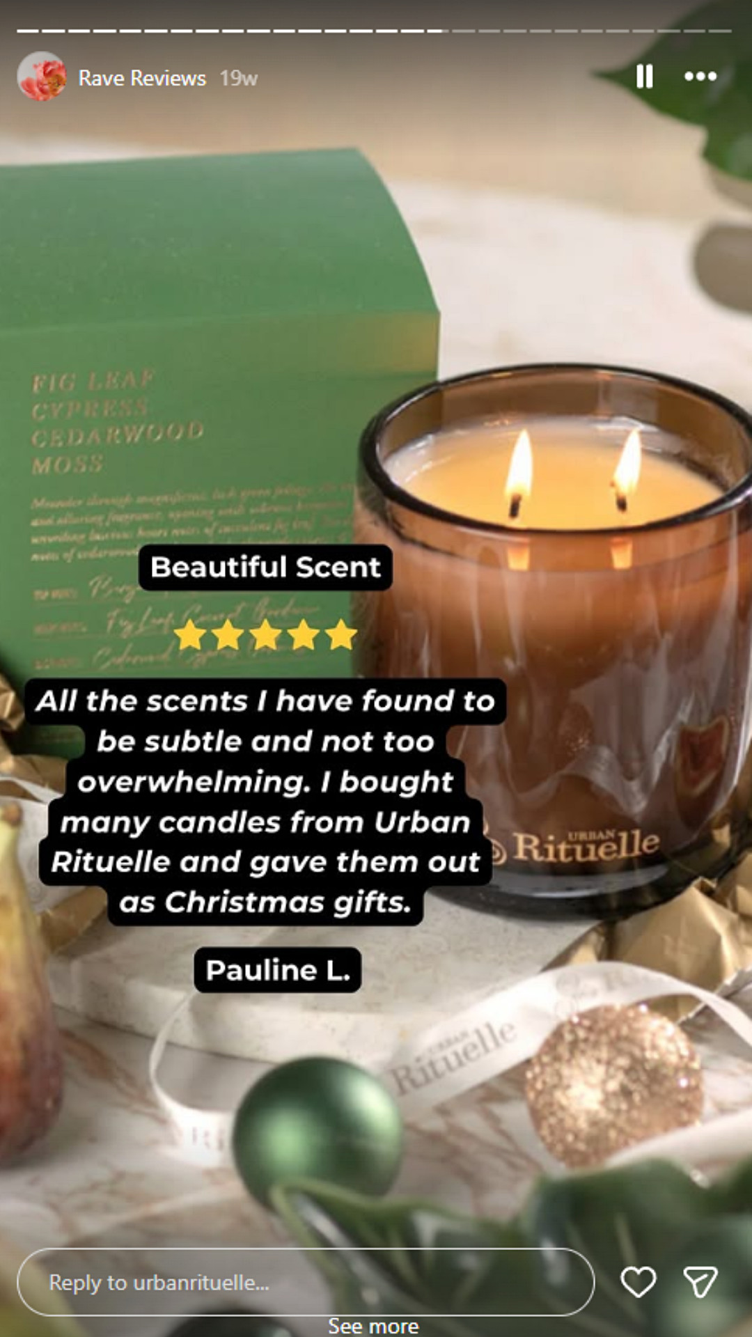 Urban Rituelle transformed glowing customer reviews into scroll-stopping content. 