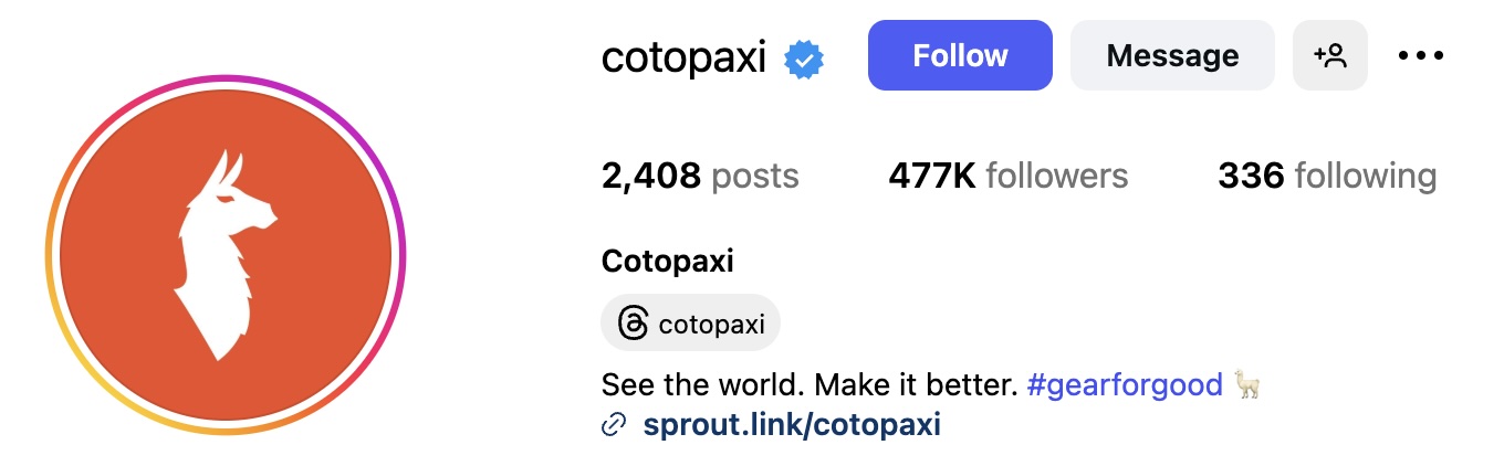 cotopaxi branded hashtag on Instagram