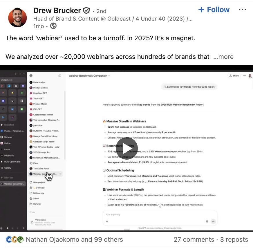 goldcast social media amplification on linkedin