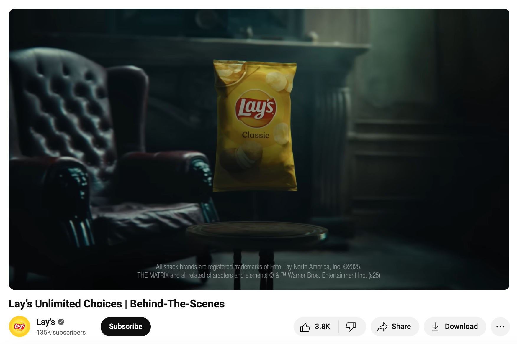 Lay's behind the scenes YouTube video