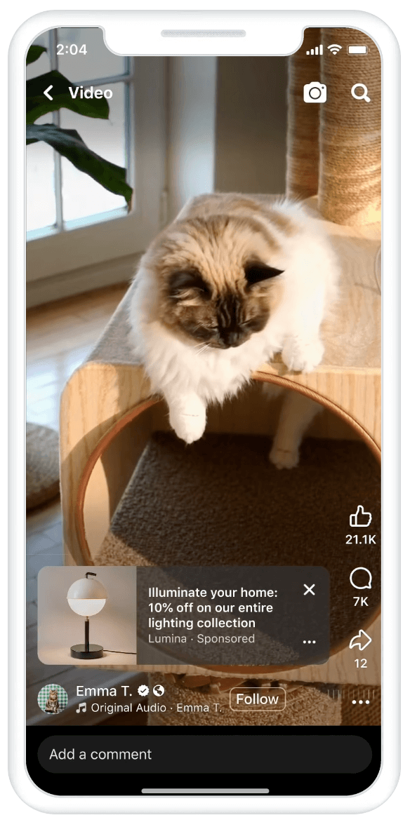 An overlay ad on a Facebook Reel for Notable displayed on a mobile device.