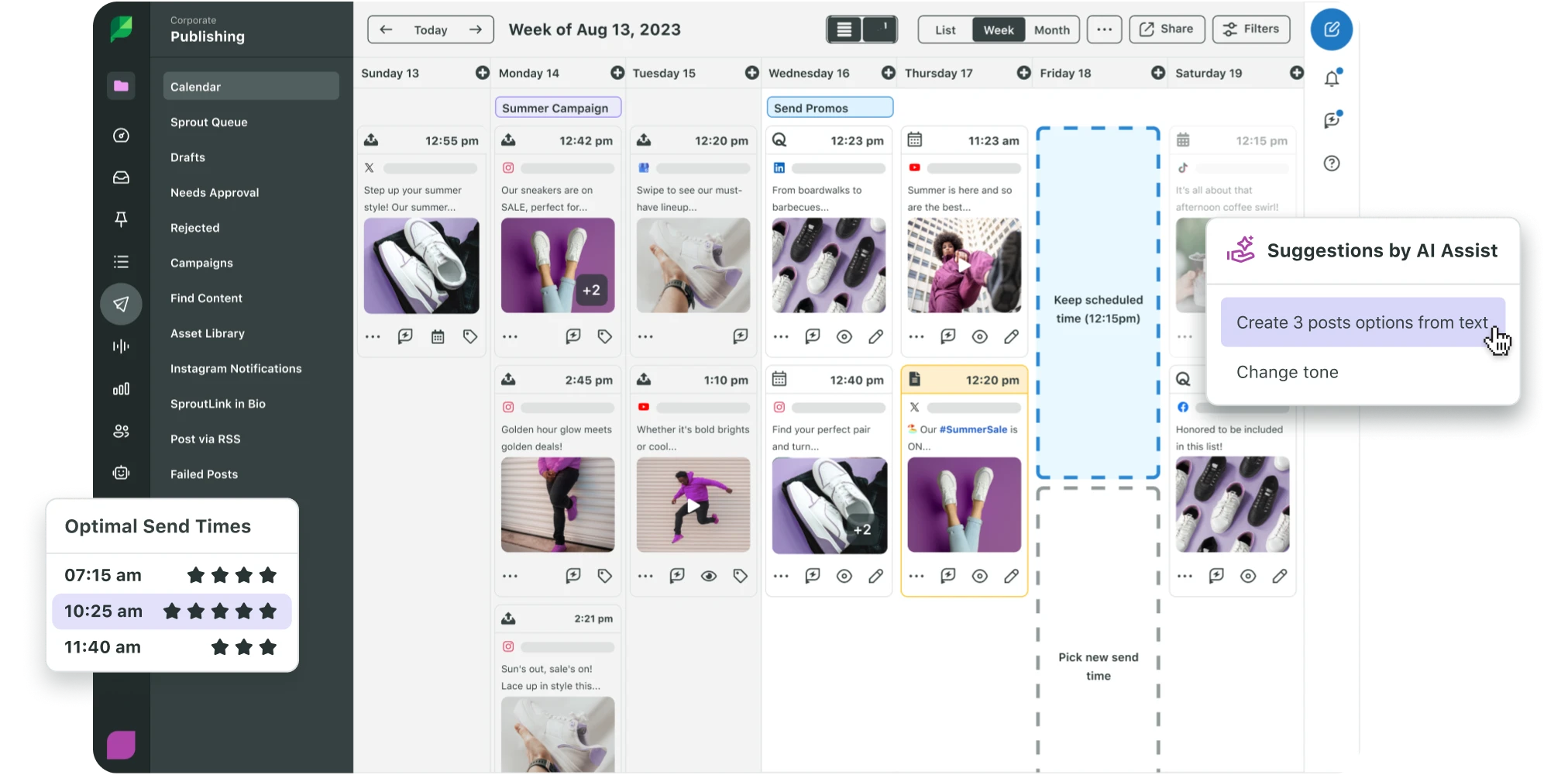 Interface of Sprout Social's publishing tool