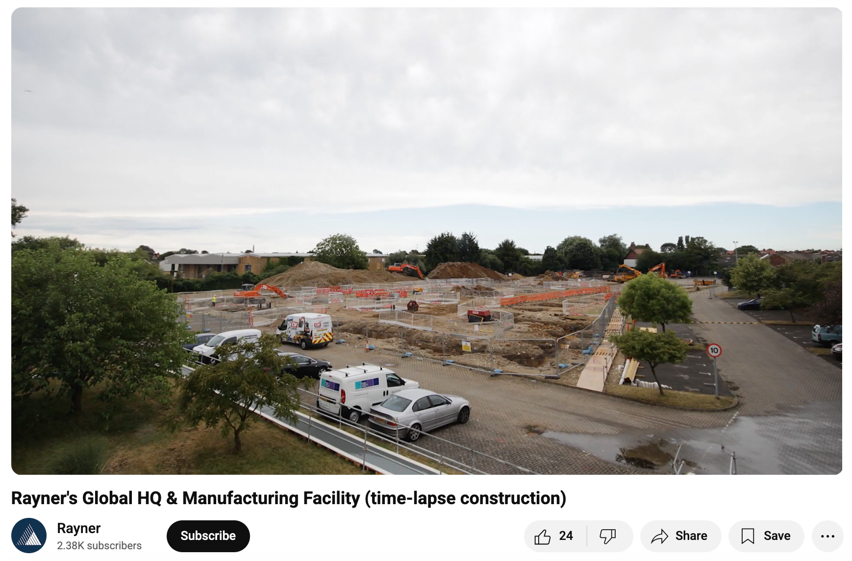 Rayner global HQ construction timelapse YouTube video