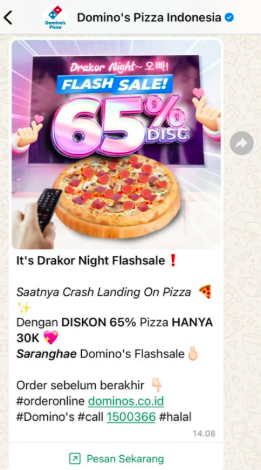 Dominos Pizza in Indonesia corresponded with their customers through personalized messages and designed a loyalty program that they managed entirely through WhatsApp.