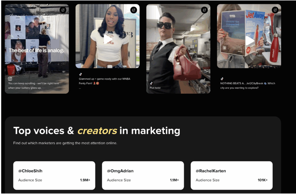Sprout Social's Marketing Trends Landing page captures the most innovative brands in marketing and shares the top creators and influencers.