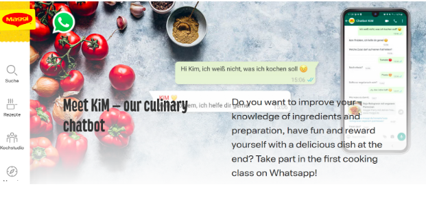Brand Maggi have built a custom chatbot called Maggi to interact with their users and share recipes.