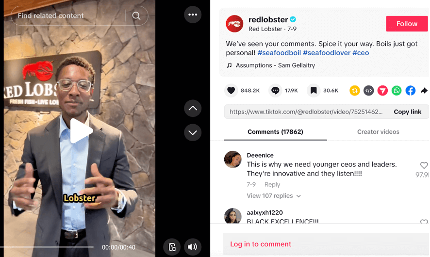 TikTok video from Red Loster CEO, Damola Adamolekun letting customers know that the brand is listening to their feedback. 