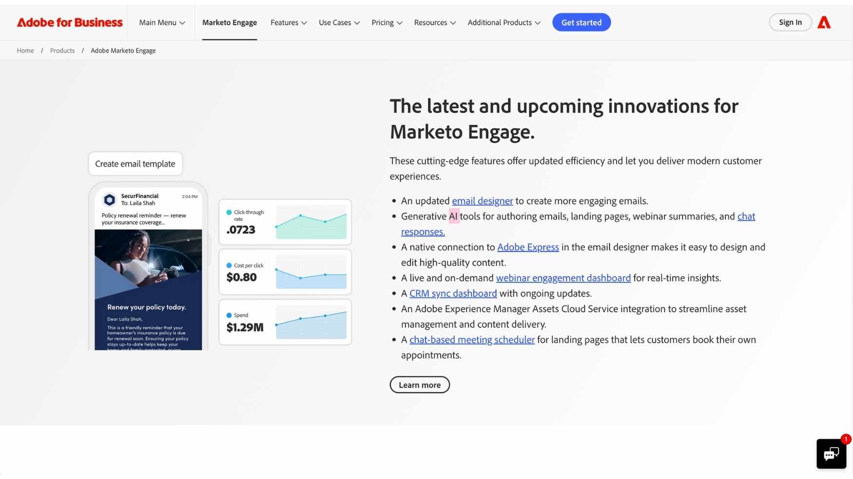 Marketo Engage by Adobe’s product page shows the latest and upcoming innovations for Marketo Engage.