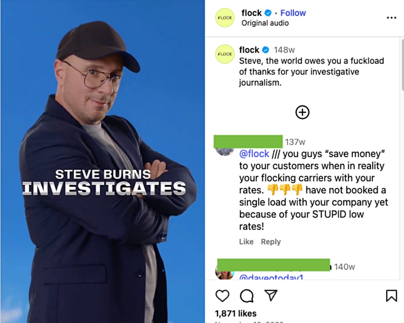 A picture of Steve Burns of Blue’s Clues against a blue backdrop with the text “Steve Burns Investigates” across the centerA picture of Steve Burns of Blue’s Clues against a blue backdrop with the text “Steve Burns Investigates” across the center