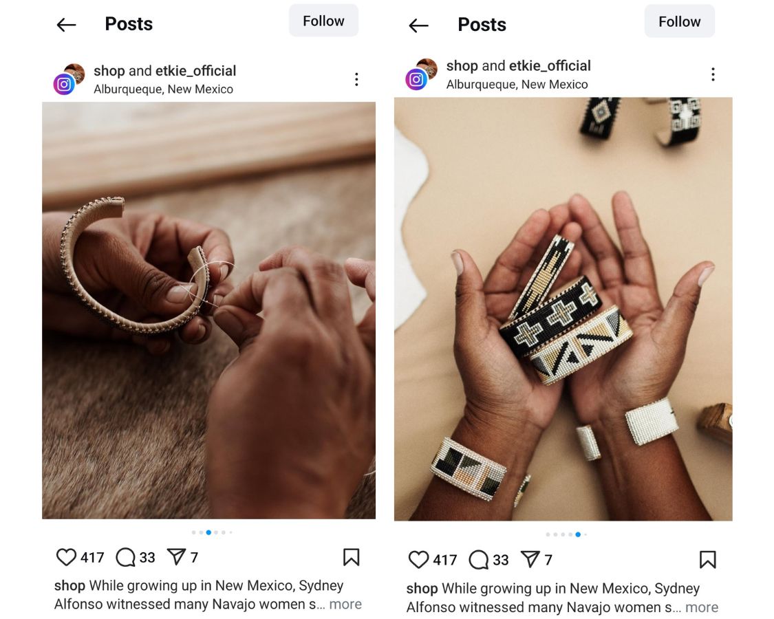 Instagram brand Etkie displays its handcrafted bracelets