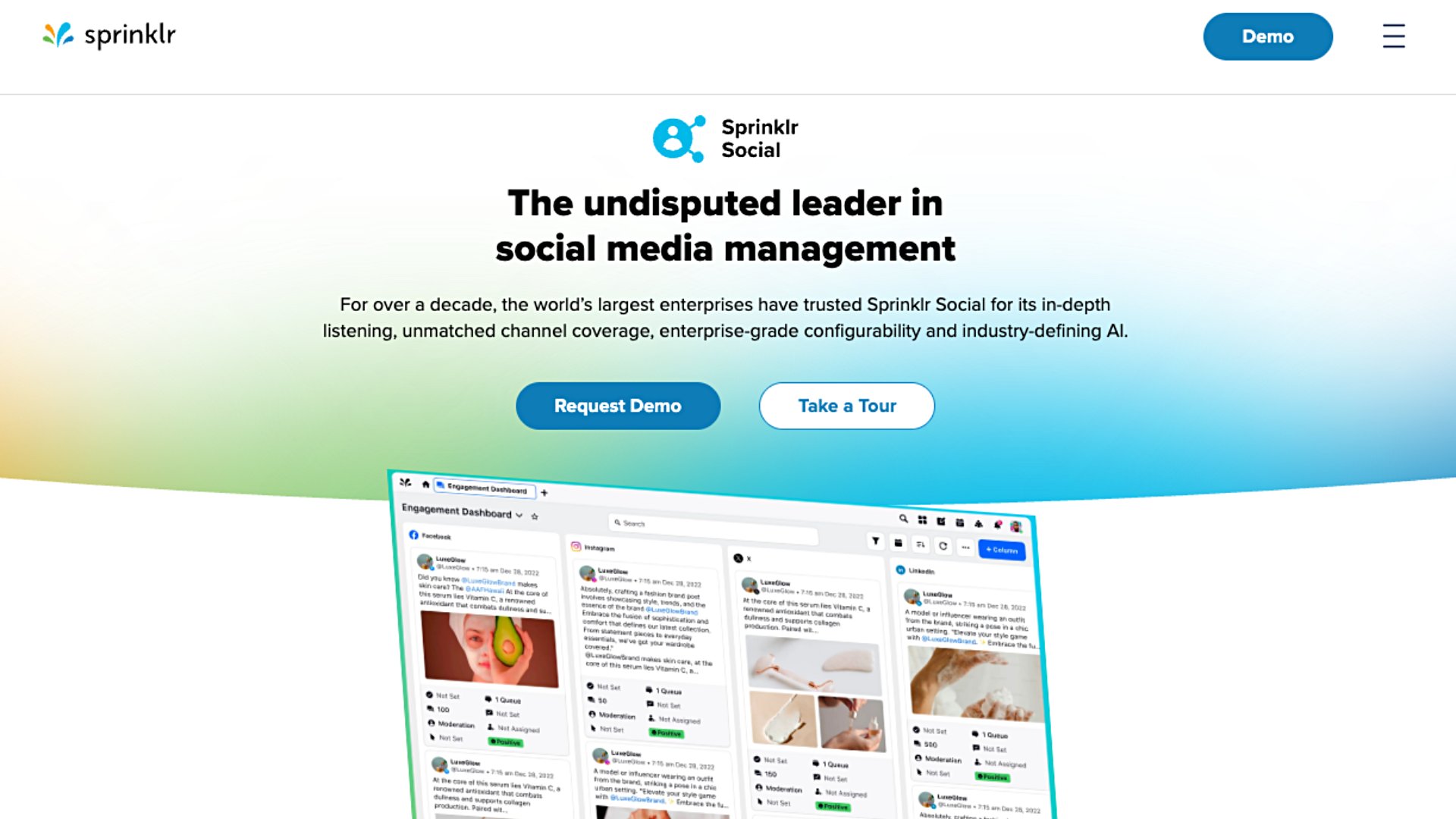 Sprinklr's homepage 