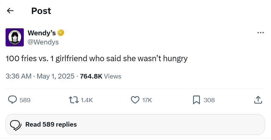 A Wendy’s X post.