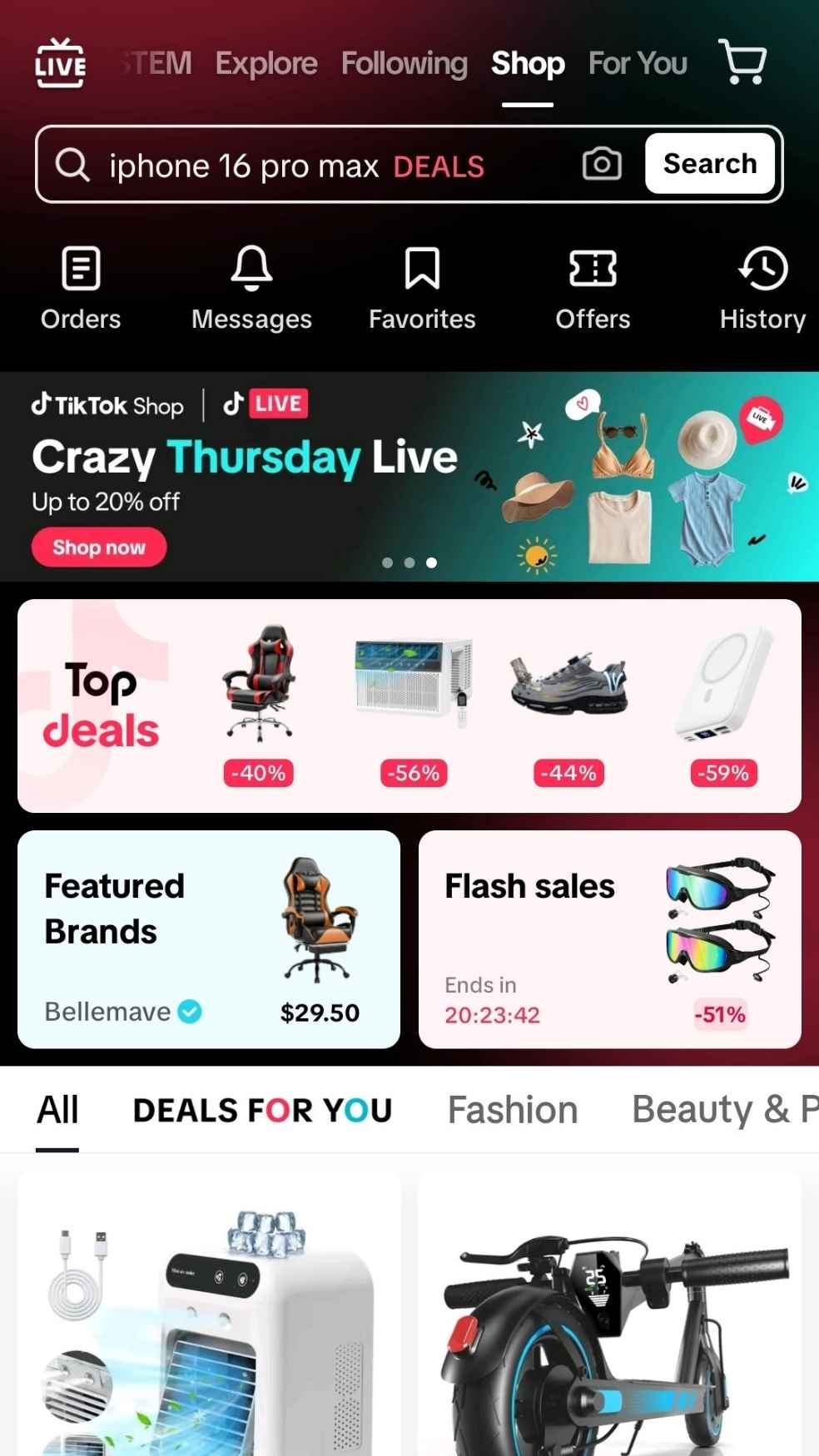 This graphic features the in-app TikTok Shop home page.