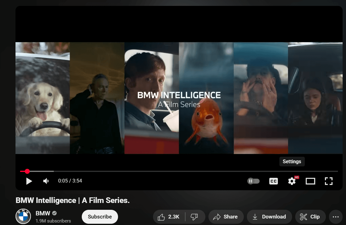 A YouTube video promoting BMW Intelligence