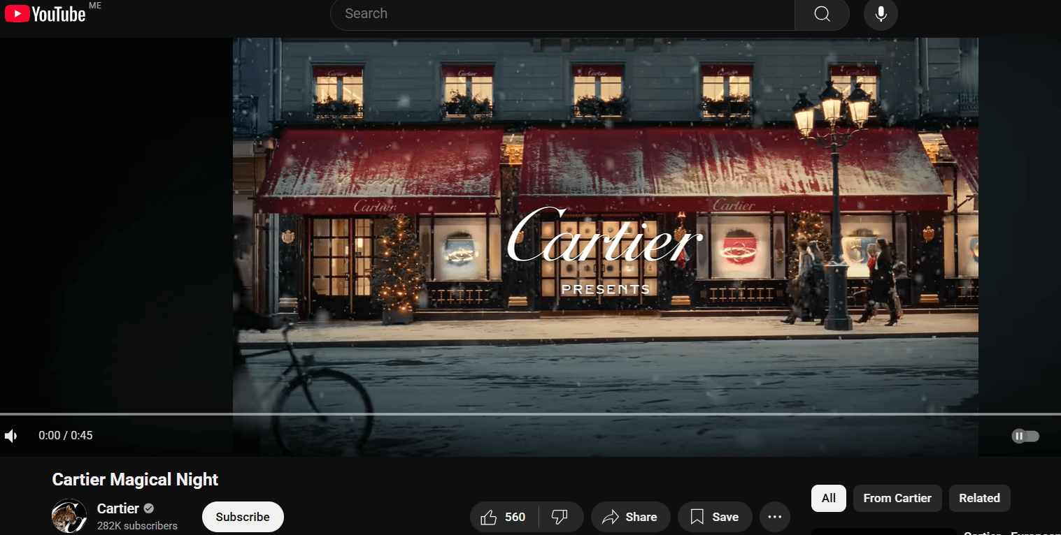 A YouTube Christmas video by Cartier