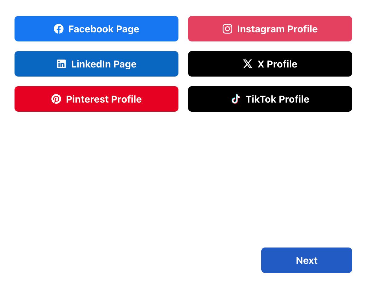Sprout Social’s Connect a Profile screen, with options to connect to TikTok, Pinterest, LinkedIn and more 