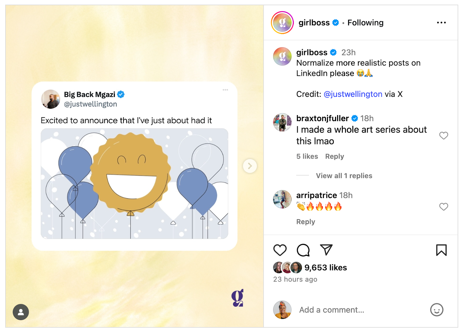 Instagram post from GirlBoss