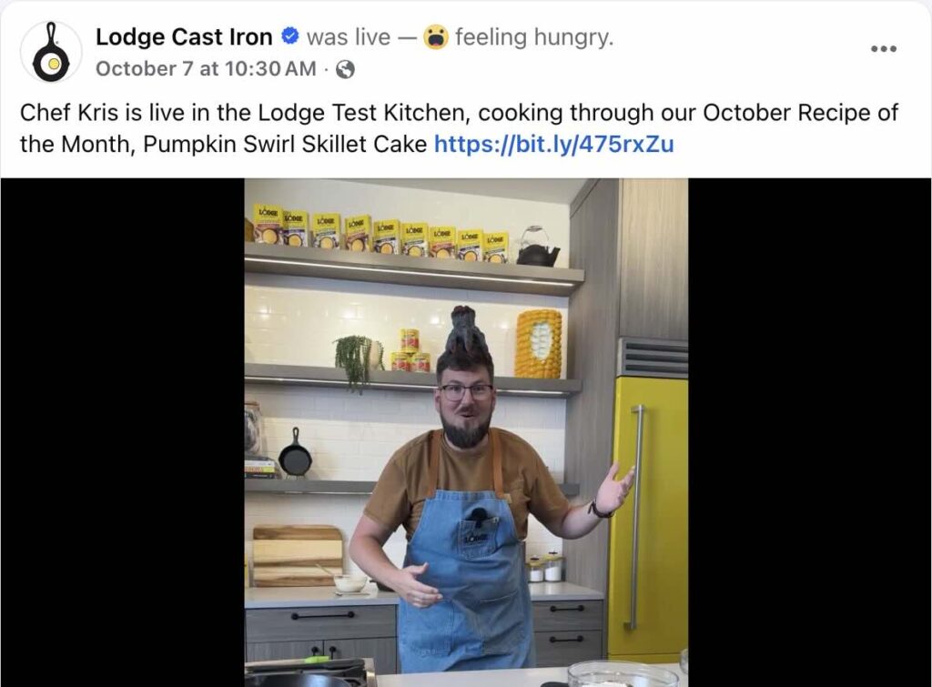 A Facebook LIVE event from Lodge Cast Iron featuring Chef Kris making October's recipe of the month 