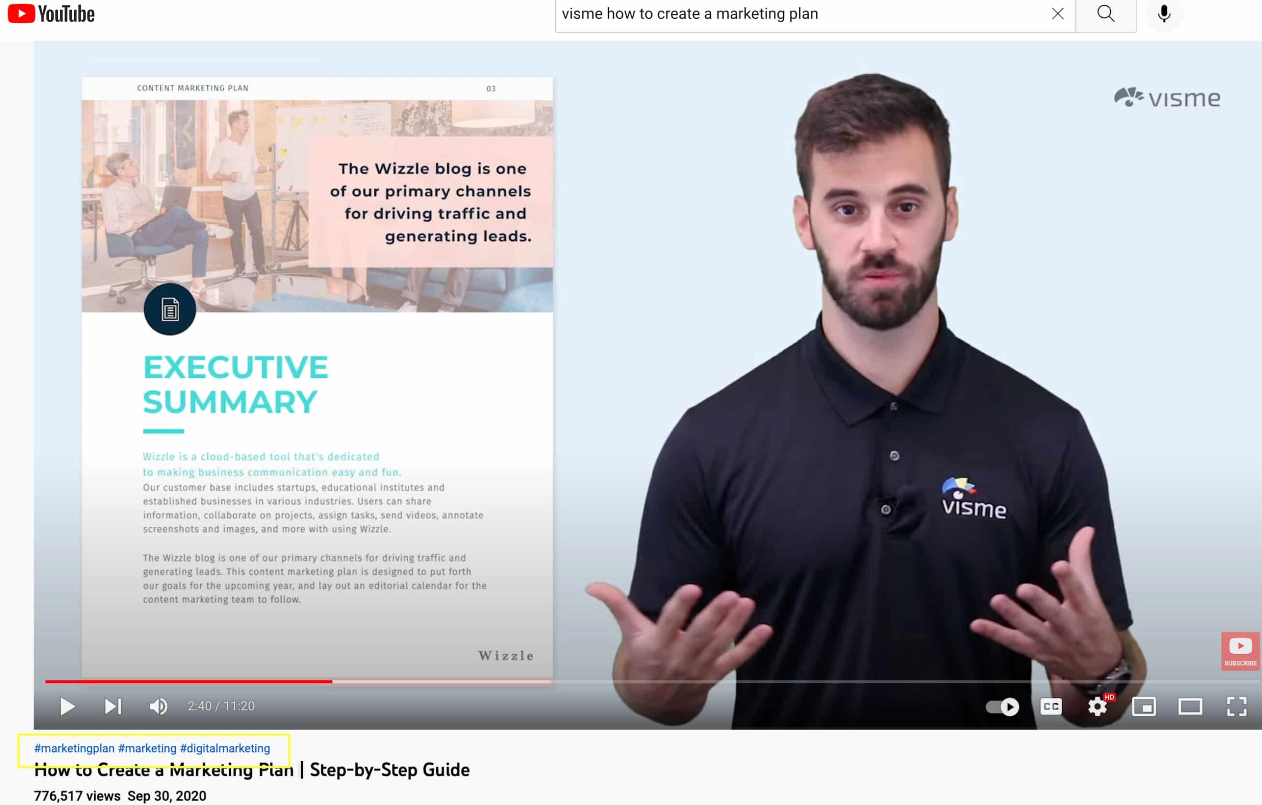 Hashtags bottom of YouTube video