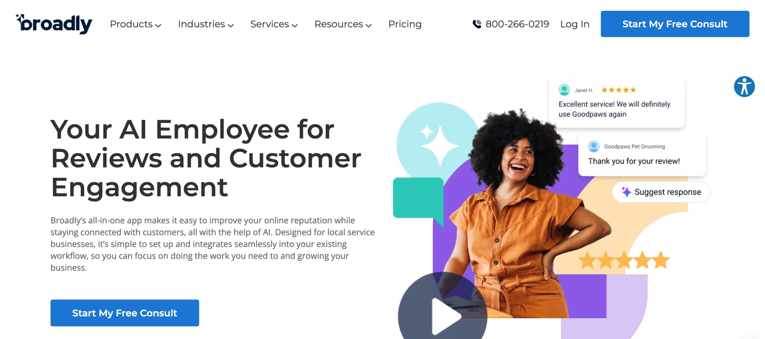 Broadly's homepage