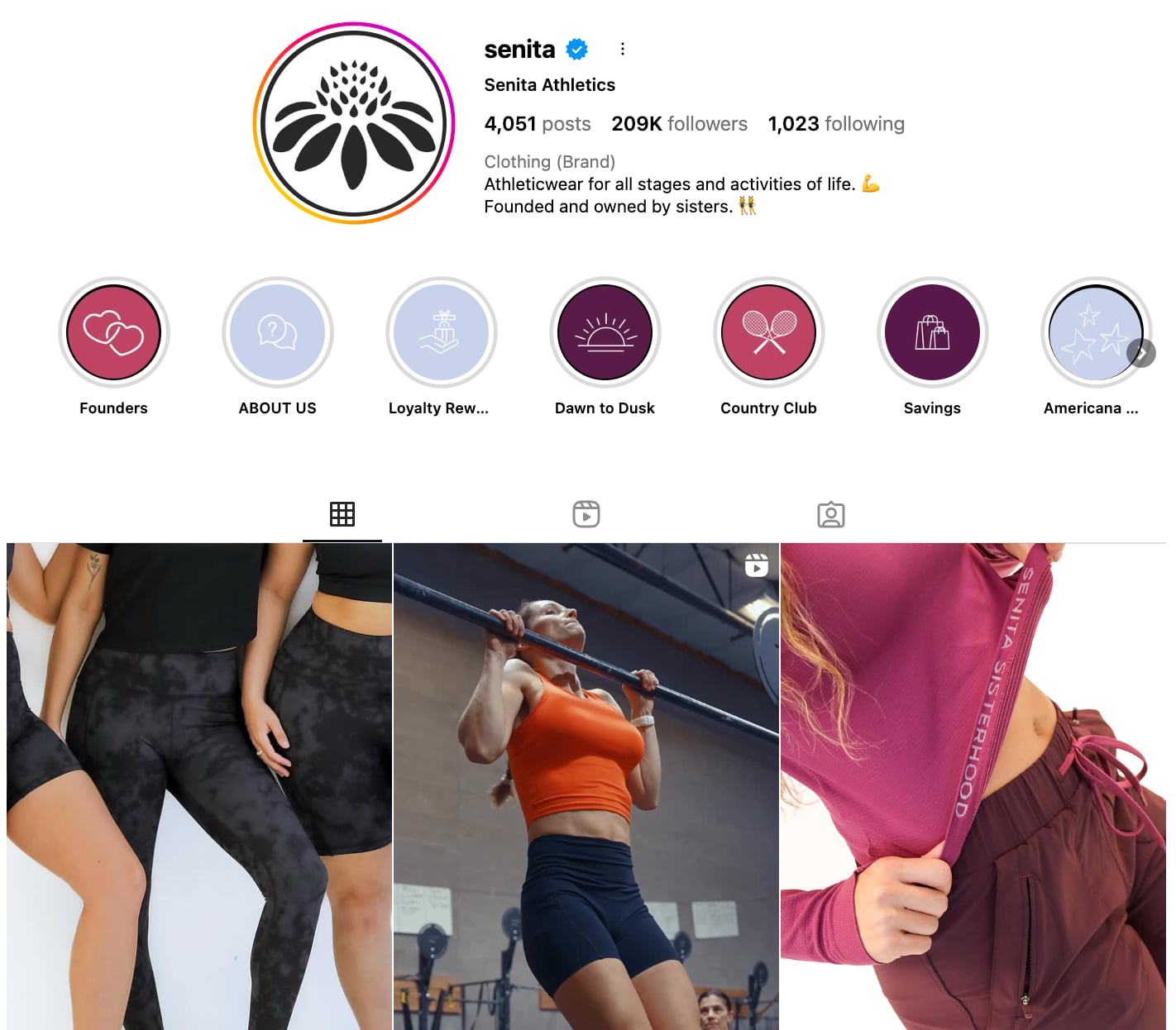 Screenshot of Senita's IG feed