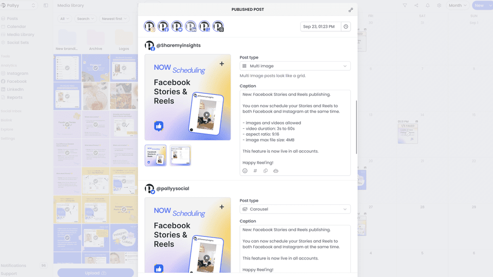 Pallyy's Facebook post scheduler also tracks and analyzes your social performance