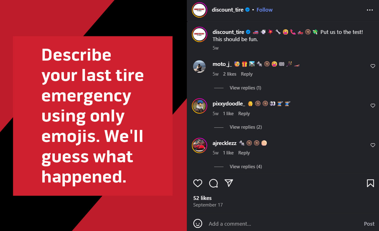 An Instagram post by Discount Tire 