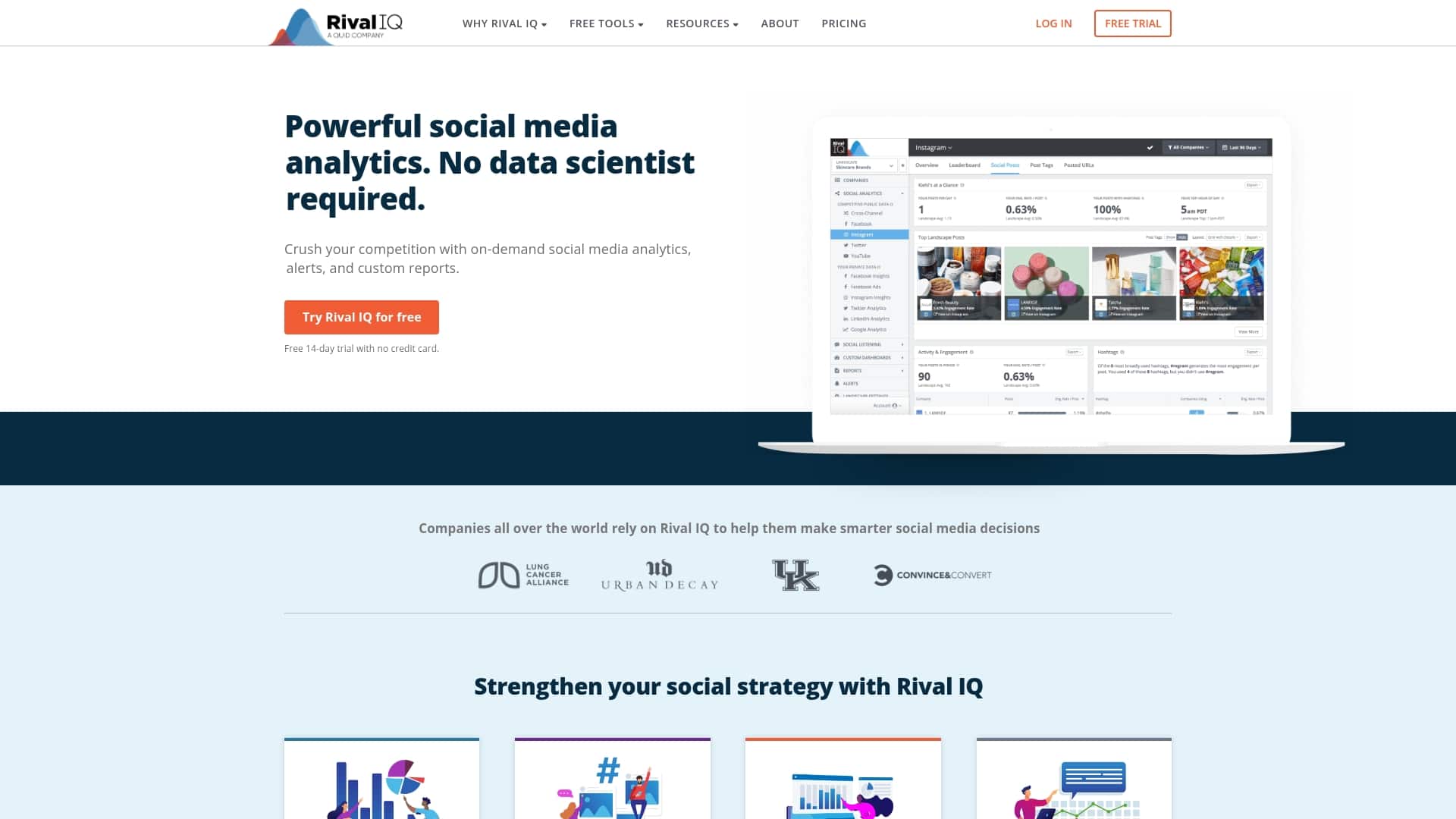 Rival IQ COMPETITOR ANALYSIS DASHBOARD SHOWING BENCHMARKING DATA