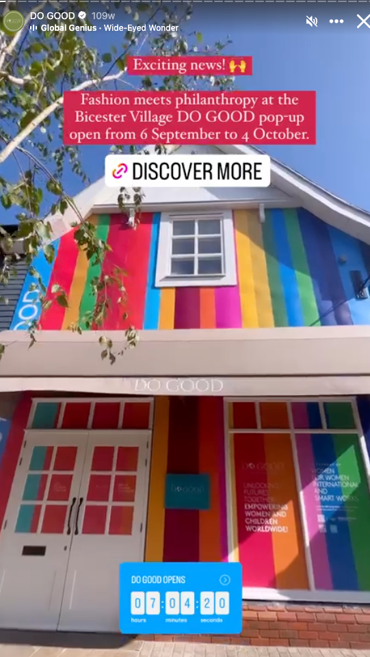 Bicester Village invites its followers to explore the DO GOOD pop-up supporting Women International.