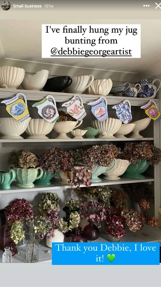 UK small business Mrs. Mosley’s Posies gave a shoutout to another small business, artist Debbie George Sanderson.