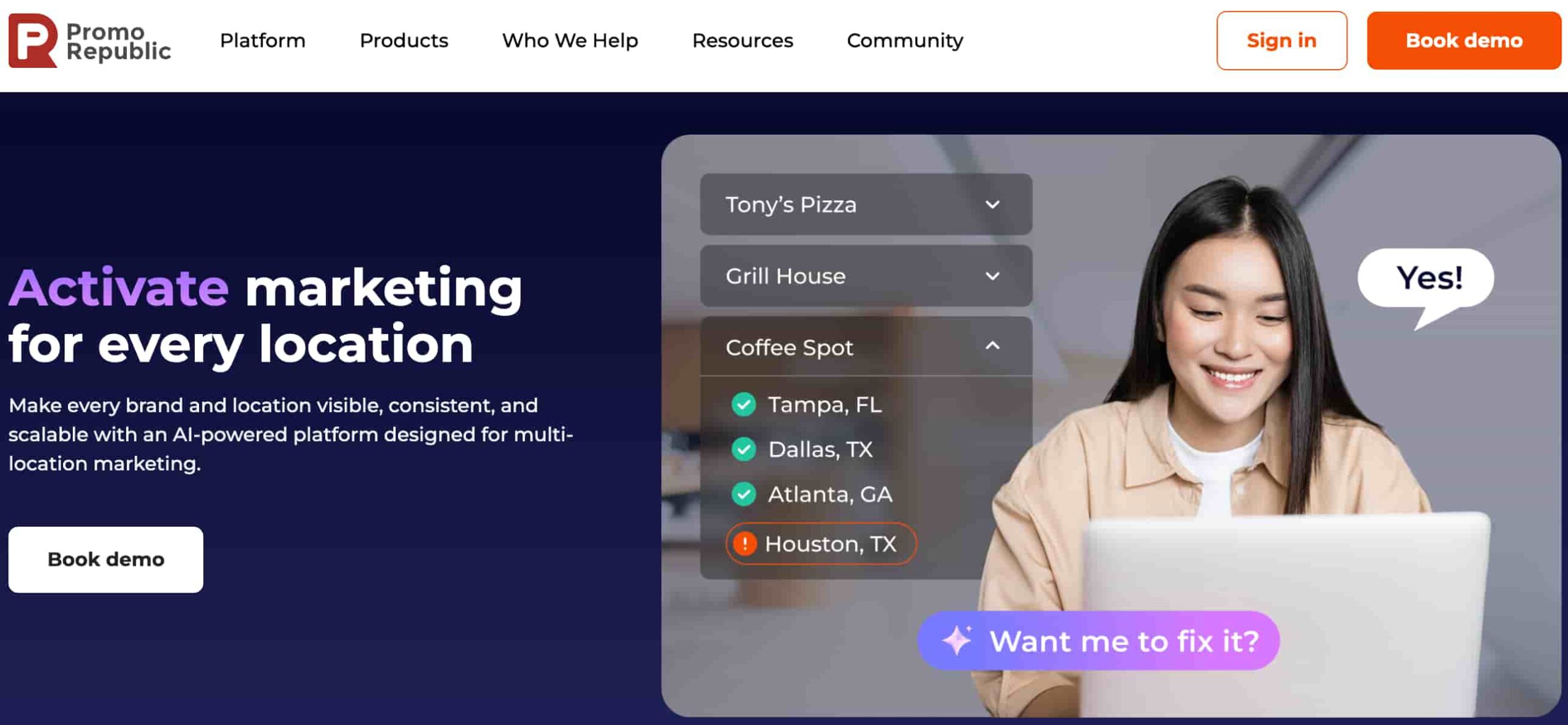 PromoRepublic location-based content calendar
