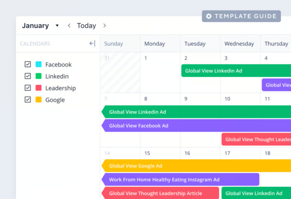 Wrike content calendar template.