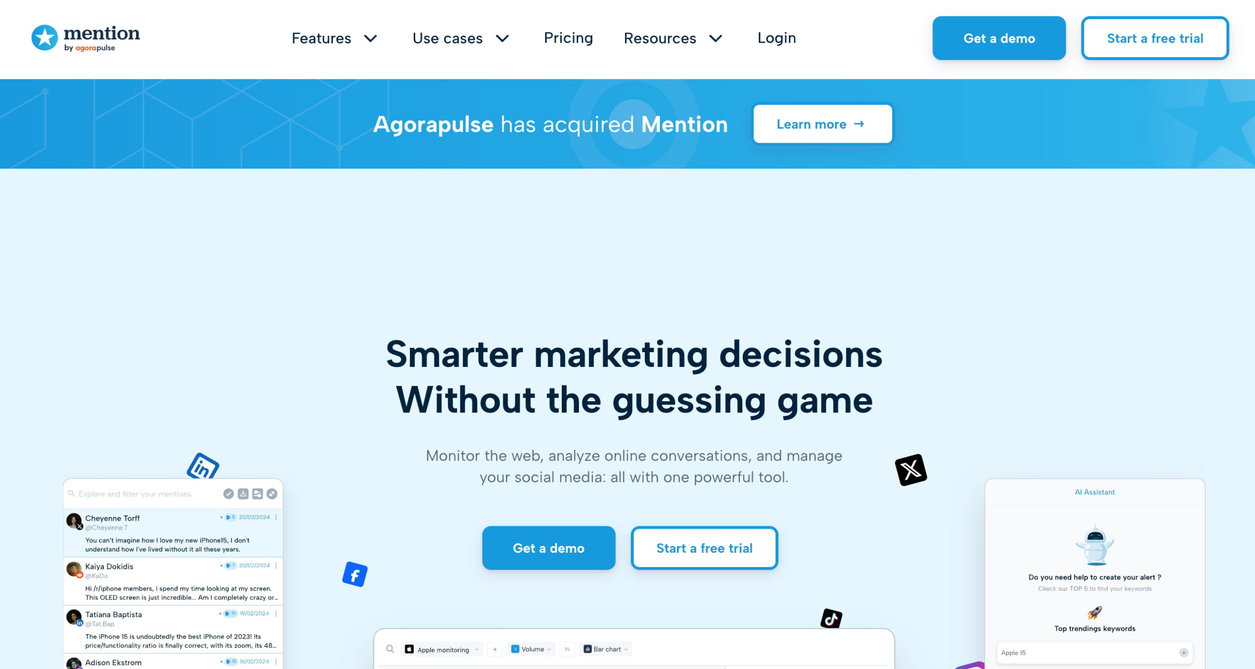Screenshot of Mention's homepage
