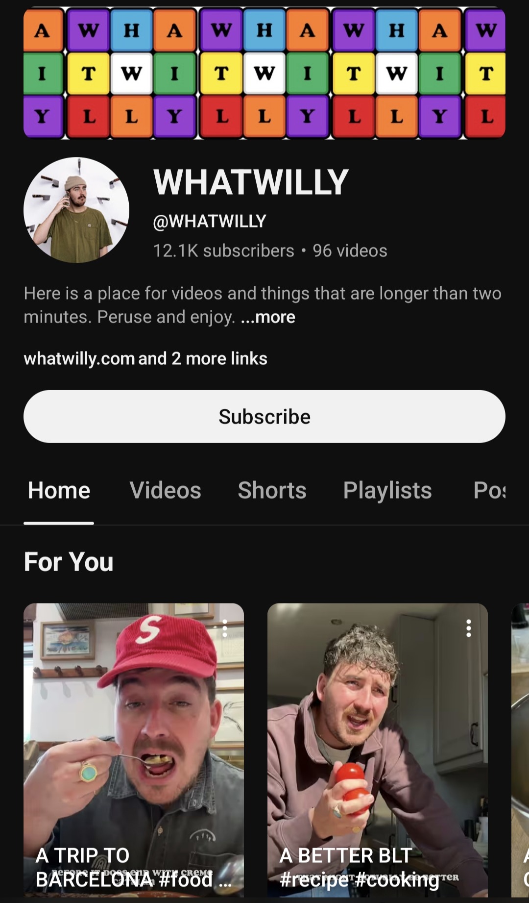 What Willy cooks YouTube channel