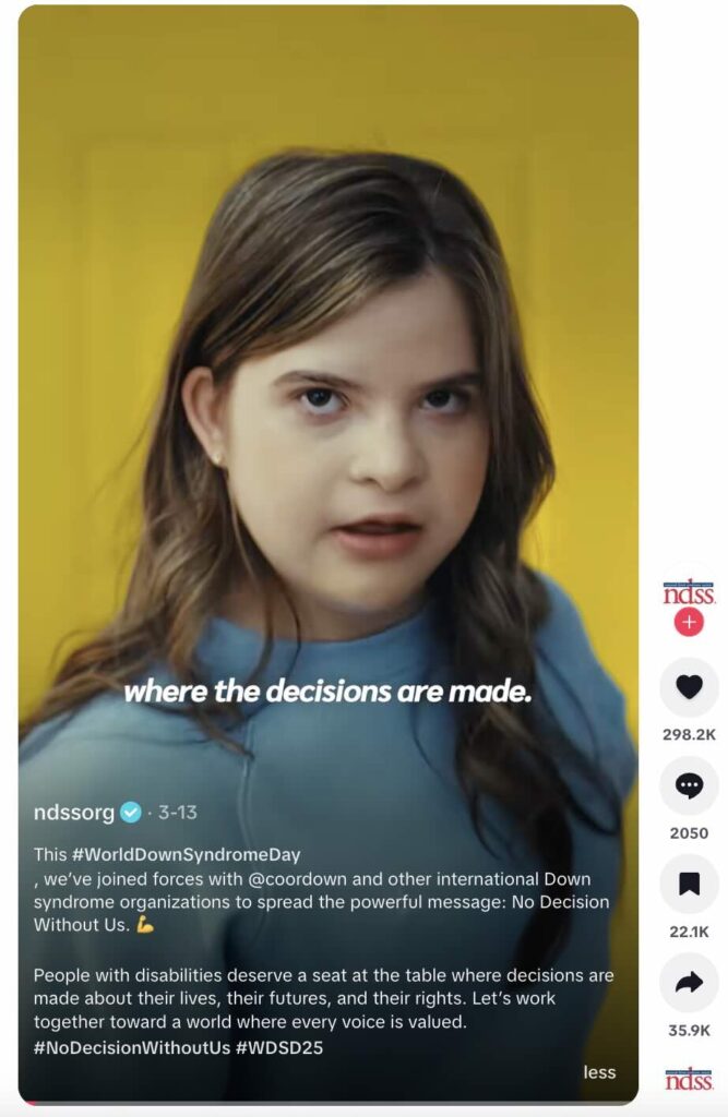 A TikTok video in the style of a theatrical musical number featuring people with different disabilities recounting how the are impacted by not being part of major decisions in our society and at home