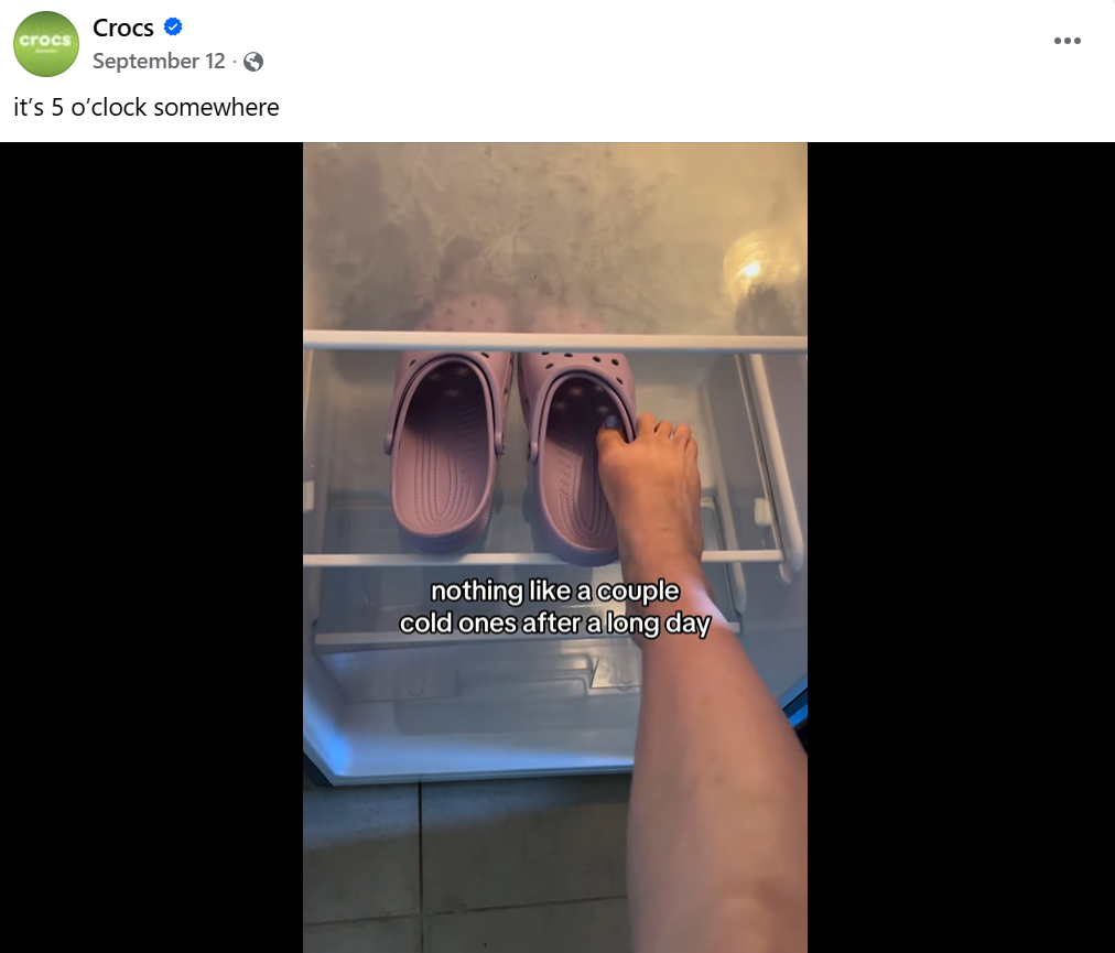 A humorous Facebook post from Crocs.