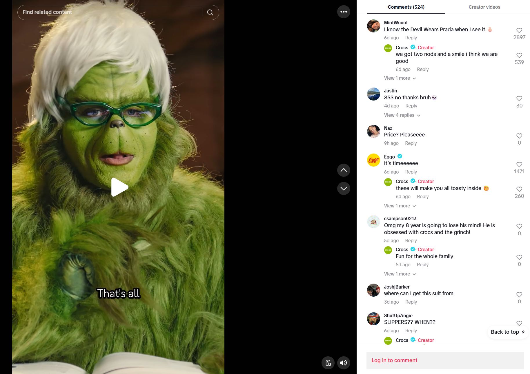 Because it outsources content creation to loyal customers, UGC produces a perpetual loop of authentic word of mouth. Customers go from being product enthusiasts to acting as brand ambassadors representing the Crocs community in their own creative ways. This individuality ties directly back to one of Crocs’ core values. With a vast selection of styles, colors and Jibbitz, no two pairs of Crocs are ever the same. And every piece of UGC spotlights that personal touch, encouraging and celebrating the Crocs community’s self-expression. H3: Personalized engagement The Q2 2025 Sprout Social Pulse Survey found that audience interaction is the thing social users crave most from brands, with 58% ranking it their top priority. That desire for engagement is something Crocs takes seriously, particularly in its comment sections on networks like TikTok and Instagram. Not only does the brand reply to social media comments, but it tailors these responses to directly address each user’s unique talking points while maintaining its casual, compelling and often cheeky brand voice. For instance, to promote its Grinch-themed Crocs, the company created a series of TikTok videos featuring its own spin on the green character. One of the videos sees the Grinch wearing a white wig and reciting some iconic lines from Miranda Priestly, the tyrannical boss from The Devil Wears Prada. People quickly picked up on the movie crossover, with someone commenting, “I know the Devil Wears Prada when I see it”. Crocs replied with another nod to the film, referencing some of Priestly’s signature approval signs (i.e. nodding and smiling). Plus, this is another case of Crocs harnessing the power of nostalgia. In this case, the brand is embracing nostalgia in the content and the comments, allowing it to partake in online culture in two different ways. 