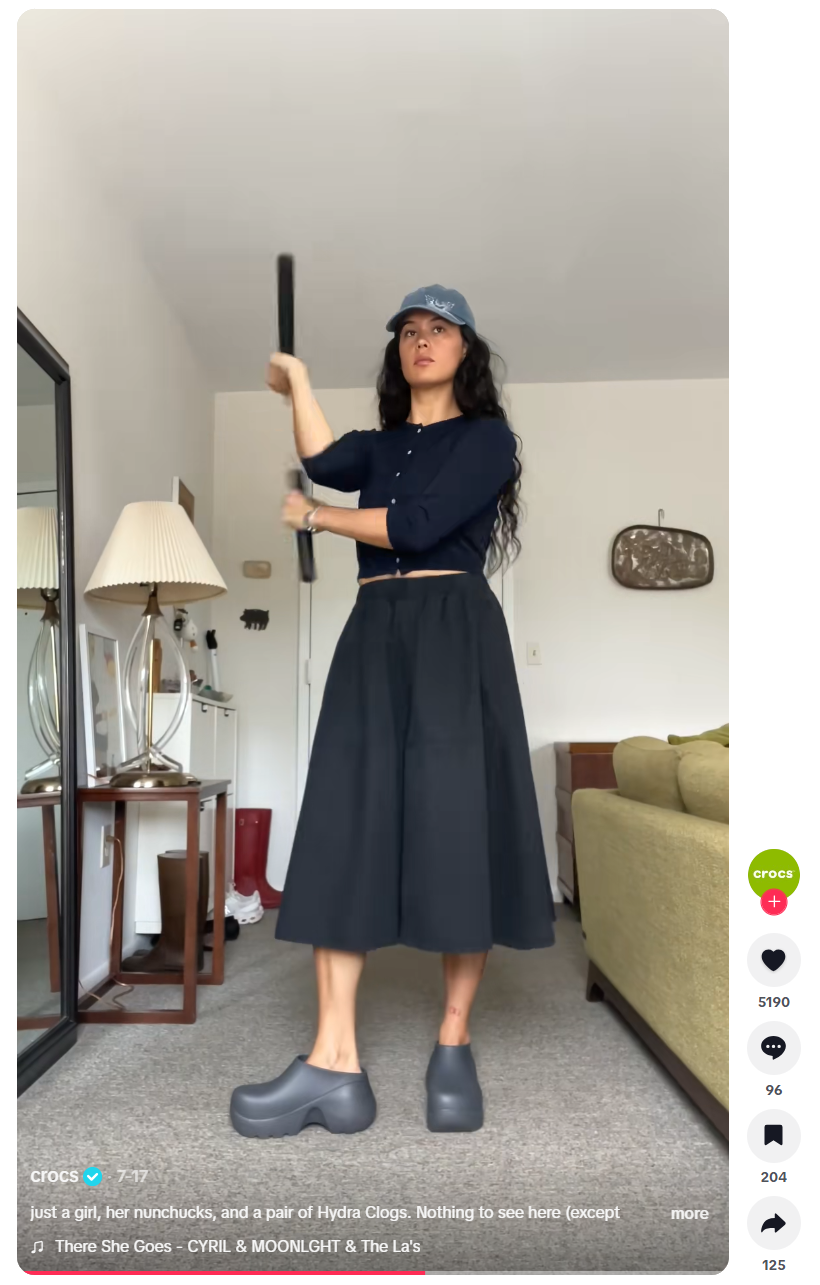 A UGC TikTok post from Crocs.