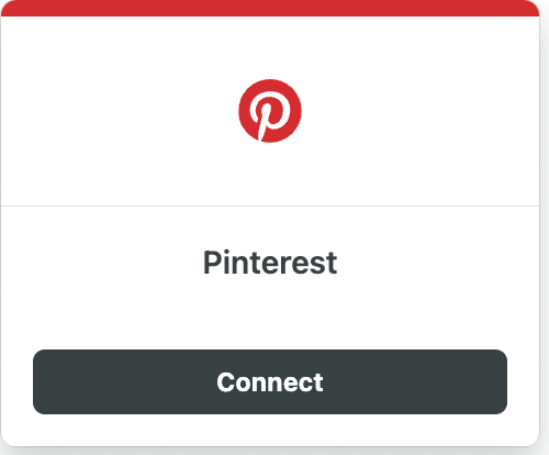Pinterest’s integration widget within Sprout, with a “connect” button