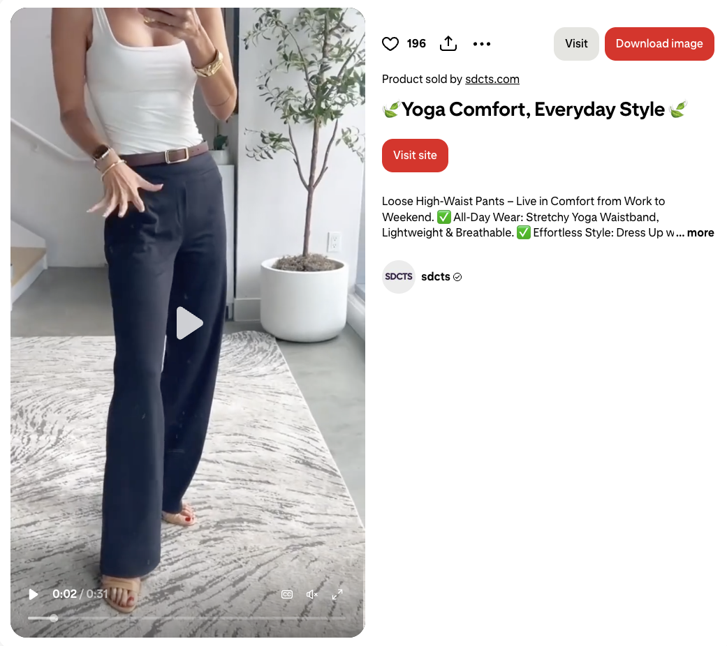 A Video Pin of a person modeling high-waist yoga pants in a minimal living space
