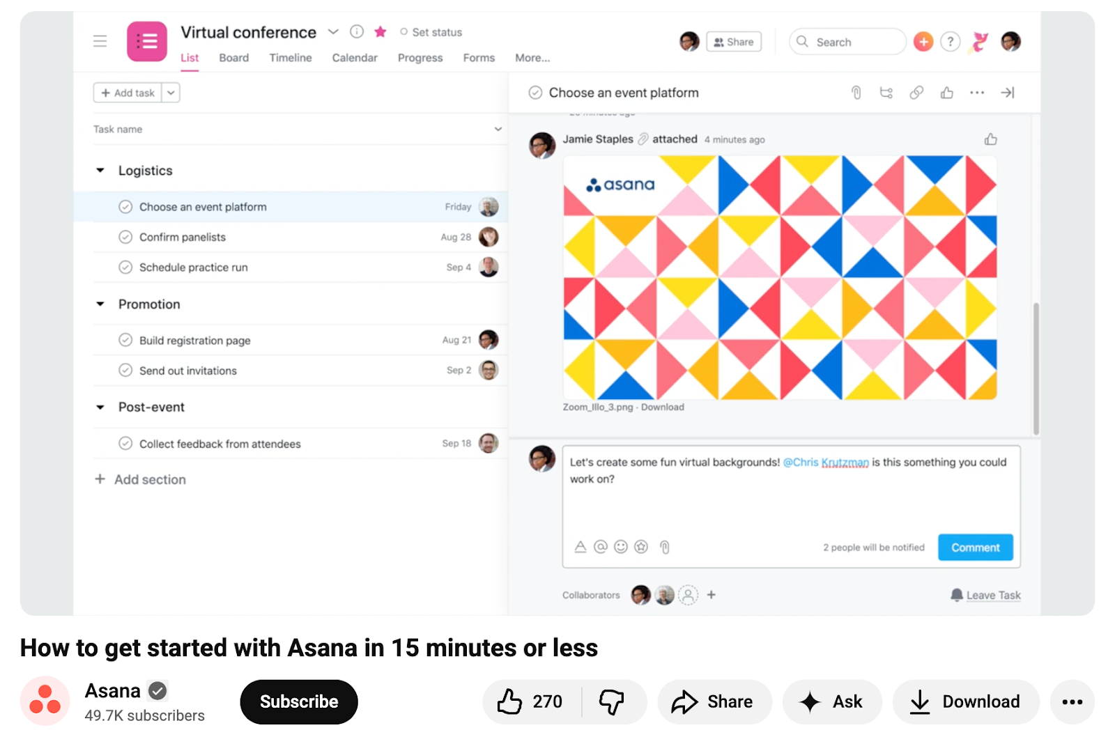 Beginner’s guide to Asana explainer YouTube video