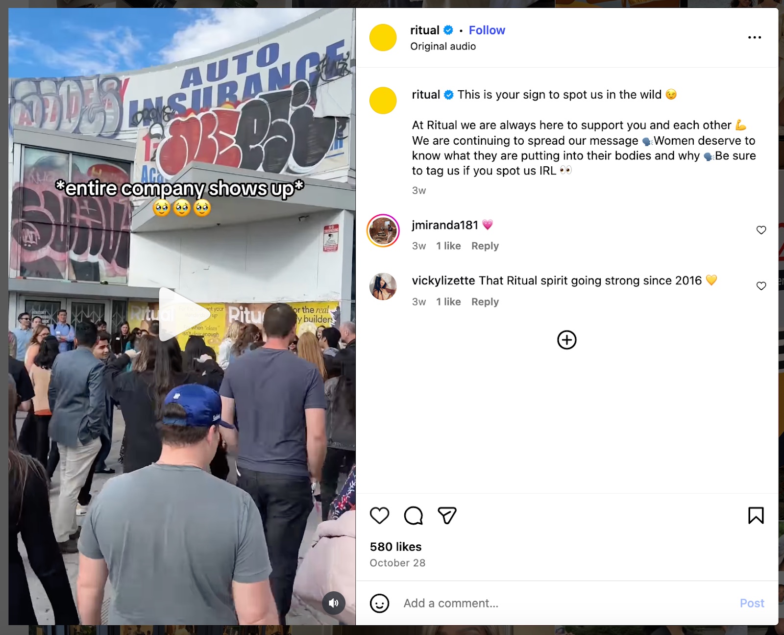 Company culture Instagram Reel video from Ritual