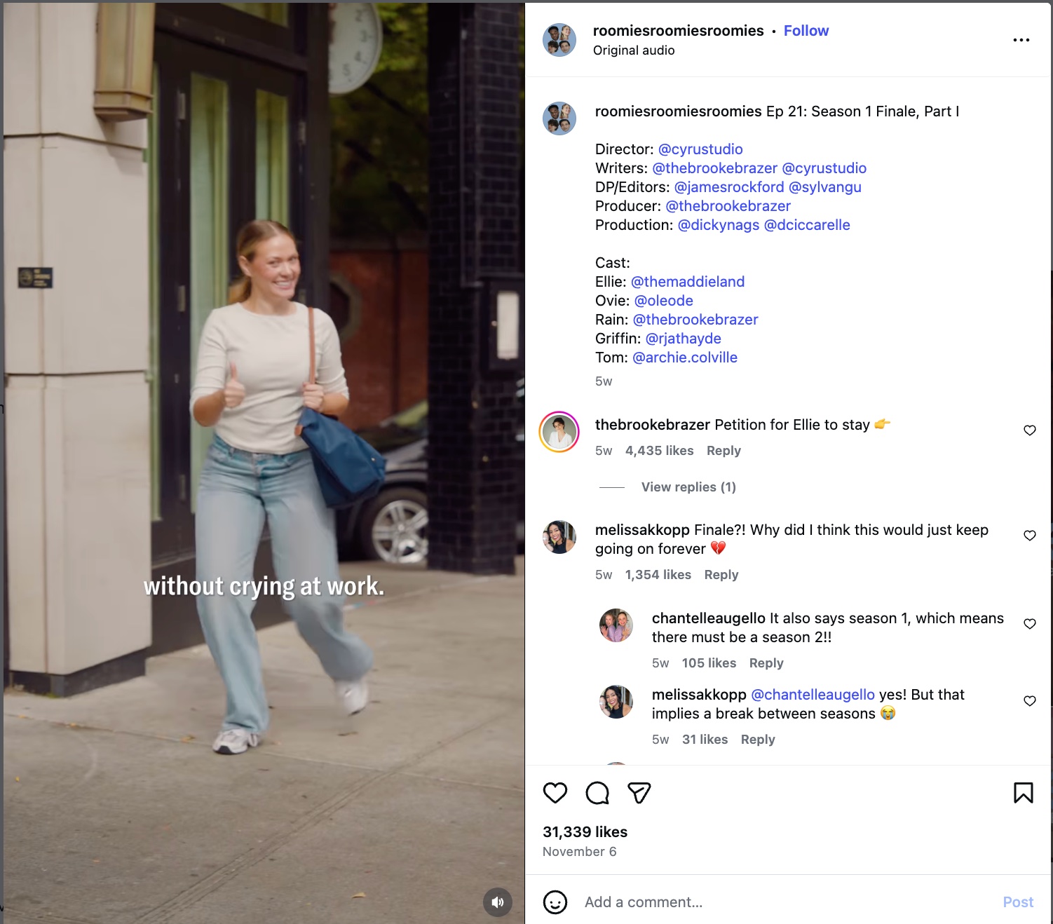 Instagram Reel of an episode of Bilt's Roomies branded series